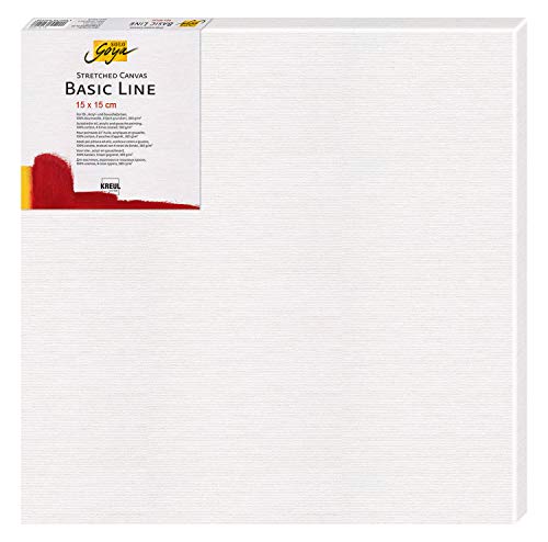 KREUL 61515 - Solo Goya Stretched Canvas Basic Line, Keilrahmen 15 x 15 cm, mit Leinwand aus Baumwolle 4 fach grundiert, ideal für Öl, Acryl-und Gouachefarben von Kreul