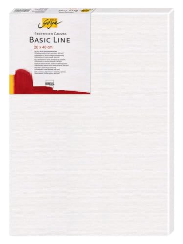 KREUL 62040 - Solo Goya Stretched Canvas Basic Line, Keilrahmen 20 x 40 cm, mit Leinwand aus Baumwolle 4 fach grundiert, ideal für Öl-, Acryl- und Gouachefarben, Weiß von Kreul