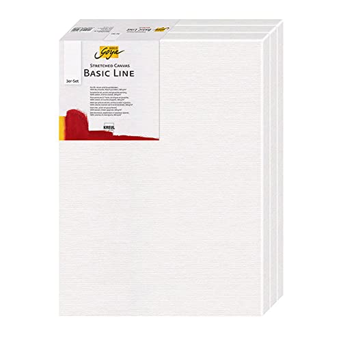 KREUL 634050 - Solo Goya Stretched Canvas Basic Line Keilrahmen 40 x 50 cm, 3er Set, mit Leinwand aus Baumwolle 4 fach grundiert, ideal für Öl, Acryl-und Gouachefarben, Weiß von Kreul