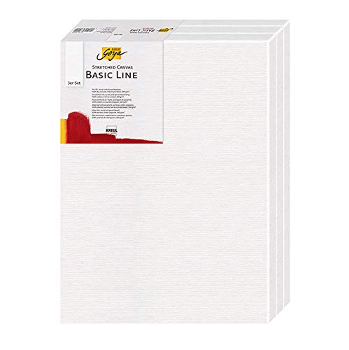 KREUL 635060 - Solo Goya Stretched Canvas Basic Line Keilrahmen 50 x 60 cm, 3er Set, mit Leinwand aus Baumwolle 4 fach grundiert, ideal für Öl, Acryl-und Gouachefarben, Weiß von Kreul