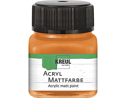 KREUL 75204 - Acryl Mattfarbe, orange im 20 ml Glas, cremig deckende, schnelltrocknende Farbe auf Wasserbasis, für viele verschiedene Untergründe geeignet von Kreul