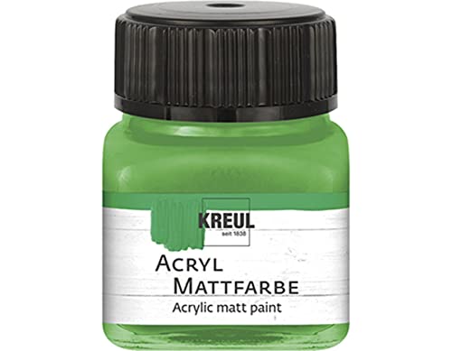 KREUL 75210 - Acryl Mattfarbe, hellgrün im 20 ml Glas, cremig deckende, schnelltrocknende Farbe auf Wasserbasis, für viele verschiedene Untergründe geeignet von Kreul