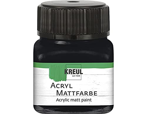 KREUL 75220 - Acryl Mattfarbe, schwarz im 20 ml Glas, cremig deckende, schnelltrocknende Farbe auf Wasserbasis, für viele verschiedene Untergründe geeignet von Kreul