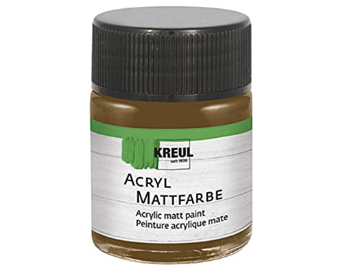 KREUL 75509 - Acryl Mattfarbe, dunkelbraun im 50 ml Glas, cremig deckende, schnelltrocknende Farbe auf Wasserbasis, für viele verschiedene Untergründe geeignet von Kreul