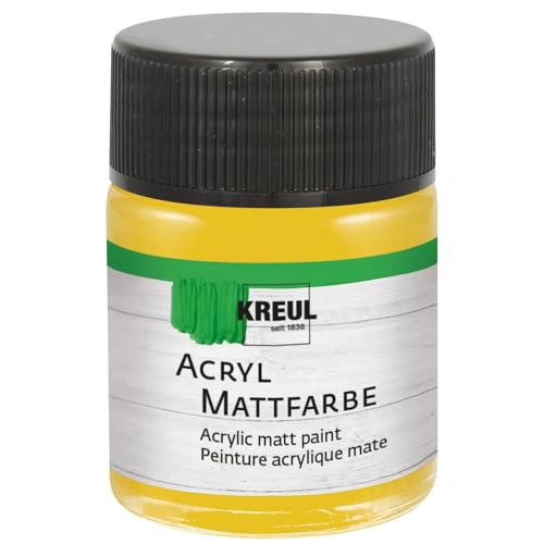 KREUL 75530 - Acryl Mattfarbe, gold im 50 ml Glas, cremig deckende, schnelltrocknende Farbe auf Wasserbasis, für viele verschiedene Untergründe geeignet von Kreul