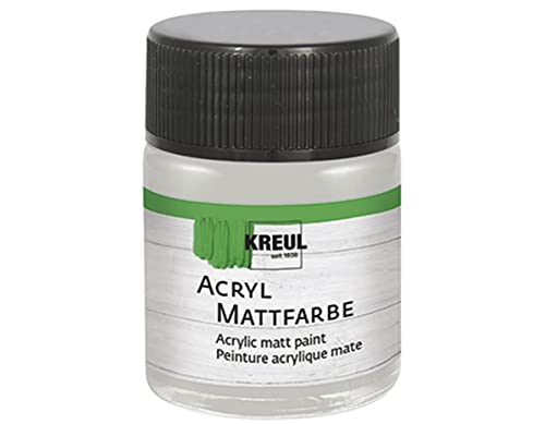 KREUL 75537 - Acryl Mattfarbe, silber im 50 ml Glas, cremig deckende, schnelltrocknende Farbe auf Wasserbasis, für viele verschiedene Untergründe geeignet von Kreul