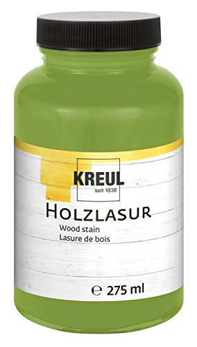 KREUL 78211 - Farbintensive Acryl Holzlasur, 275 ml Kunststoffglas in pistazie, für unbehandeltes, natürliches Holz und saugende Naturpapiere, fließend - flüssige Farbe auf Wasserbasis von Kreul