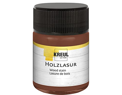 KREUL 78516 - Farbintensive Acryl Holzlasur, 50 ml Glas in maron, für unbehandeltes, natürliches Holz und saugende Naturpapiere, fließend - flüssige Farbe auf Wasserbasis von Kreul