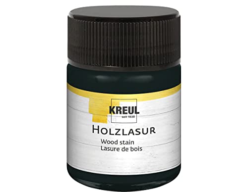 KREUL 78518 - Farbintensive Acryl Holzlasur, 50 ml Glas in ebenholz, für unbehandeltes, natürliches Holz und saugende Naturpapiere, fließend - flüssige Farbe auf Wasserbasis von Kreul