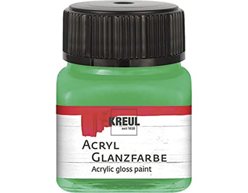 KREUL 79208 - Acryl Glanzfarbe, 20 ml Glas in grün, glänzend-glatte Acrylfarbe zum Anmalen und Basteln, auf Wasserbasis, speichelecht, schnelltrocknend und deckend von Kreul