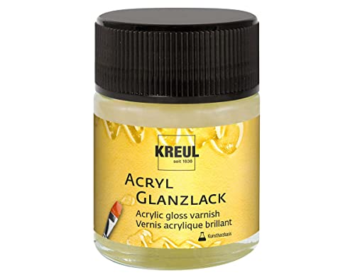 KREUL 79405 - Acryl Glanzlack auf Kunstharzbasis, 50 ml Glas, glänzend transparent, Schutz- und Überzugslack für durchgetrocknete Aufmalungen, für Innen und Außen geeignet von Kreul