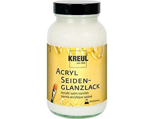 KREUL 79408 - Acryl Seidenglanzlack auf Kunstharzbasis, 250 ml Glas, seidenglänzend transparent, Schutz- und Überzugslack für durchgetrocknete Aufmalungen, für Innen und Außen geeignet von Kreul