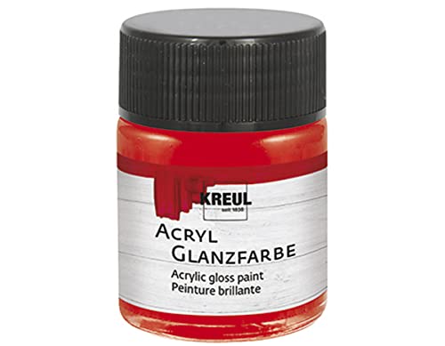 KREUL 79505 - Acryl Glanzfarbe, 50 ml Glas in rot, glänzend-glatte Acrylfarbe zum Anmalen und Basteln, auf Wasserbasis, speichelecht, schnelltrocknend und deckend von Kreul