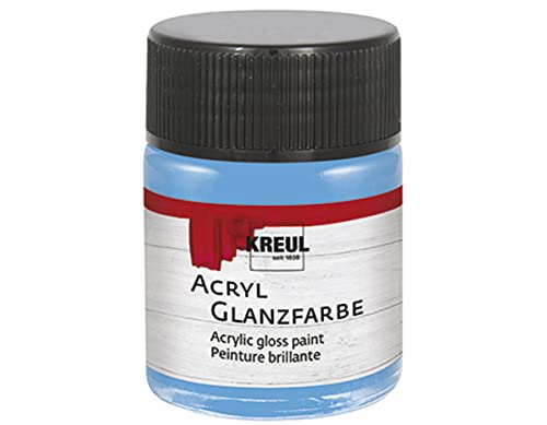 KREUL 79514 - Acryl Glanzfarbe, 50 ml Glas in himmelblau, glänzend-glatte Acrylfarbe zum Anmalen und Basteln, auf Wasserbasis, speichelecht, schnelltrocknend und deckend von Kreul