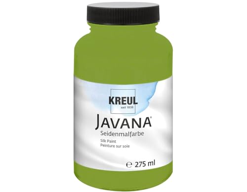 KREUL 8120-275 - Javana Seidenmalfarbe 275 ml, olivgrün, hochpigmentierte und brillante Farbe auf Wasserbasis, mit fließend flüssigem Charakter, dringt tief in die Fasern ein von Kreul