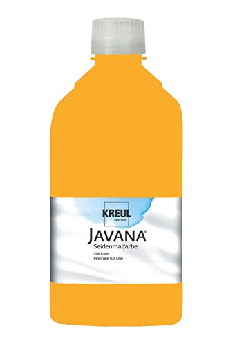 KREUL 8122-1LTR - Javana Seidenmalfarbe 1 l Flasche, sonnengelb, hochpigmentierte und brillante Farbe auf Wasserbasis, mit fließend flüssigem Charakter, dringt tief in die Fasern ein von Kreul