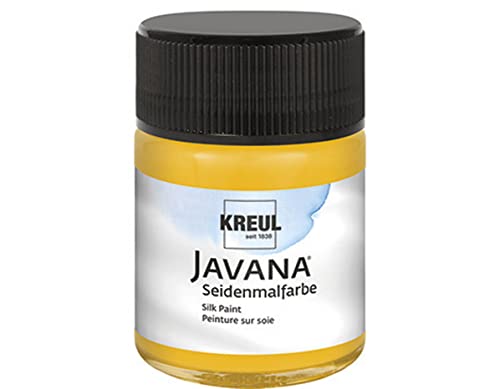 KREUL 8122 - Javana Seidenmalfarbe im 50 ml Glas, sonnengelb, hochpigmentierte und brillante Farbe auf Wasserbasis, mit fließend flüssigem Charakter, dringt tief in die Fasern ein von Kreul