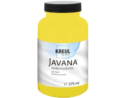 KREUL 8139-275 - Javana Seidenmalfarbe 275 ml, leuchtgelb, hochpigmentierte und brillante Farbe auf Wasserbasis, mit fließend flüssigem Charakter, dringt tief in die Fasern ein von Kreul