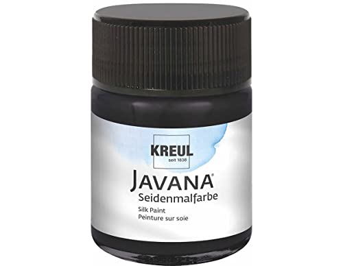 KREUL 815050 - Javana Deckschwarz im 50 ml Glas, farbstarke, deckende Seidenmalfarbe zur dekorativen Gestaltung von Kreul