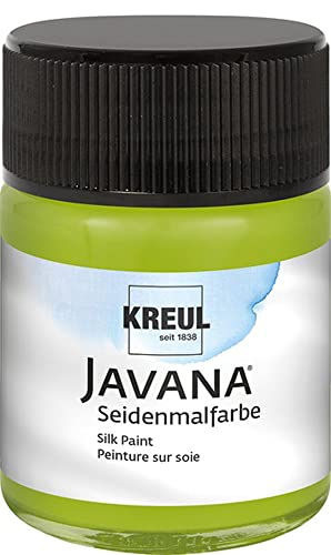 KREUL 8193 - Javana Seidenmalfarbe im 50 ml Glas, maigrün, hochpigmentierte und brillante Farbe auf Wasserbasis, mit fließend flüssigem Charakter, dringt tief in die Fasern ein von Kreul