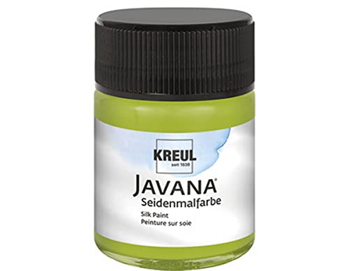 KREUL 8193 - Javana Seidenmalfarbe im 50 ml Glas, maigrün, hochpigmentierte und brillante Farbe auf Wasserbasis, mit fließend flüssigem Charakter, dringt tief in die Fasern ein von Kreul