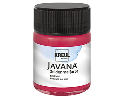 KREUL 8194 - Javana Seidenmalfarbe im 50 ml Glas, cherry, hochpigmentierte und brillante Farbe auf Wasserbasis, mit fließend flüssigem Charakter, dringt tief in die Fasern ein von Kreul