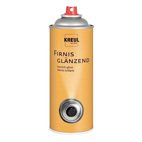 KREUL 823400 - Firnis glänzend, 400 ml Spraydose, sehr elastischer Schlussfirnis, erhöht die Haltbarkeit gegenüber äußeren Einflüssen, nicht gilbend, trocknet wasserfest von Kreul