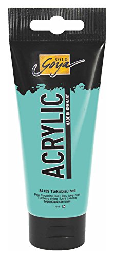 KREUL 84139 - Solo Goya Acrylic, 100 ml Tube in türkisblau hell, cremige vielseitig einsetzbare Acrylfarbe in Studienqualität, auf Wasserbasis, schnell und matt trocknend, gut deckend, wasserfest von Kreul