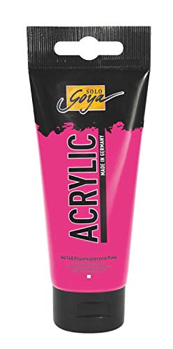 KREUL 84148 - Solo Goya Acrylic, 100 ml Tube in fluoreszierend pink, cremige vielseitig einsetzbare Acrylfarbe in Studienqualität, auf Wasserbasis, schnell und matt trocknend, gut deckend, wasserfest von Kreul