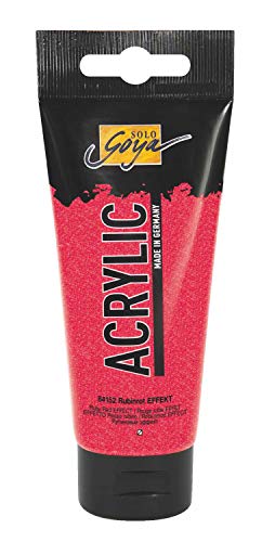 KREUL 84152 - Solo Goya Acrylic, 100 ml Tube, rubinrot, cremige vielseitig einsetzbare Acrylfarbe in Studienqualität, auf Wasserbasis, mit Glitzereffekt, schnell und matt trocknend, gut deckend von Kreul