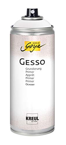 KREUL 85274 - SOLO GOYA Gesso weiß 400 ml Spray, zur Grundierung ohne sichtbare Pinselstriche, matt auftrocknend, wasserfest, auf Alkohol-/Wasserbasis von Kreul