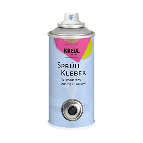 KREUL 870150 - Sprühkleber, 150 ml Spraydose, farbloser Alleskleber für Papier, Holz, Glas, Metall, Kunststoff und Styropor, permanenter Kleber nicht wieder ablösbar, für Innen von Kreul