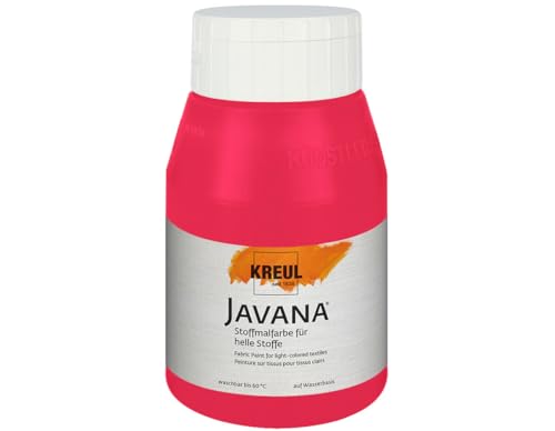 KREUL 90505 - Javana Stoffmalfarbe für helle Stoffe, 500 ml in karminrot, geschmeidige Farbe auf Wasserbasis mit cremigem Charakter, dringt fasertief ein, waschecht nach Fixierung von Kreul