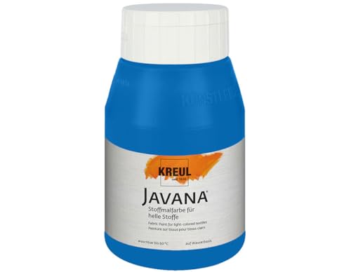 KREUL 90507 - Javana Stoffmalfarbe für helle Stoffe, 500 ml in royalblau, geschmeidige Farbe auf Wasserbasis mit cremigem Charakter, dringt fasertief ein, waschecht nach Fixierung von Kreul