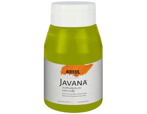 KREUL 90513 - Javana Stoffmalfarbe für helle Stoffe, 500 ml in maigrün, geschmeidige Farbe auf Wasserbasis mit cremigem Charakter, dringt fasertief ein, waschecht nach Fixierung von Kreul