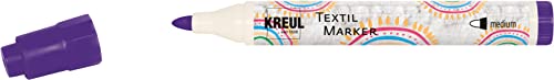 KREUL 90769 - Textil Marker medium, violett, mit großer unempfindlicher Faserspitze, Strichstärke circa 2 bis 4 mm, Stoffmalstift für helle Stoffe und Textilien, waschecht nach Fixierung von Kreul