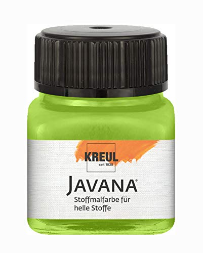 KREUL 90931 - Javana Stoffmalfarbe für helle Stoffe, 20 ml Glas in leuchtgrün, geschmeidige Farbe auf Wasserbasis mit cremigem Charakter, dringt fasertief ein, waschecht nach Fixierung von Kreul