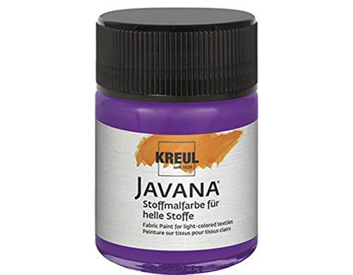 KREUL 91906 - Javana Stoffmalfarbe für helle Stoffe, 50 ml Glas in violett, geschmeidige Farbe auf Wasserbasis mit cremigem Charakter, dringt fasertief ein, waschecht nach Fixierung von Kreul