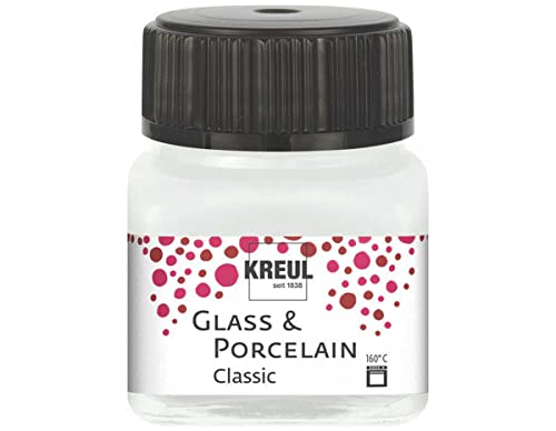 KREUL 16200 - Glass & Porcelain Classic cremeweiß, im 20 ml Glas, brillante Glas- und Porzellanmalfarbe auf Wasserbasis, schnelltrocknend, deckend von Kreul