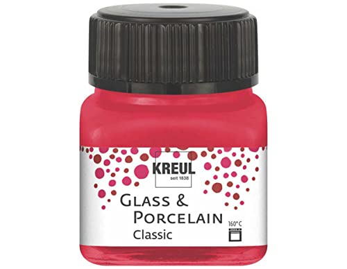 KREUL 16206 - Glass & Porcelain Classic karminrot, im 20 ml Glas, brillante Glas- und Porzellanmalfarbe auf Wasserbasis, schnelltrocknend, deckend von Kreul
