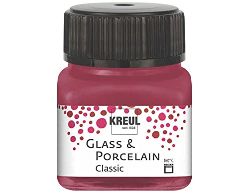 KREUL 16207 - Glass & Porcelain Classic granatrot, im 20 ml Glas, brillante Glas- und Porzellanmalfarbe auf Wasserbasis, schnelltrocknend, deckend von INNSPIRO