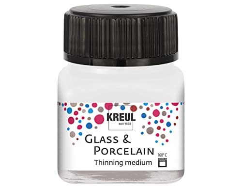 KREUL 16273 - Glass & Porcelain Farbverdünner farblos, 20 ml Glas, Medium zum Verdünnen von Glas- und Porzellanmalfarben, für aquarellartige Farbeffekte von Kreul