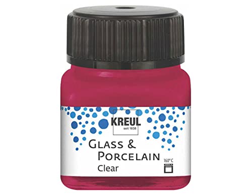 KREUL 16293 - Glass & Porcelain Clear weinrot, im 20 ml Glas, transparente Glas- und Porzellanmalfarbe auf Wasserbasis, schnelltrocknend, glasklar von Kreul