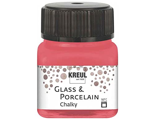 KREUL 16634 - Glass & Porcelain Chalky Cozy Red, 20 ml Glas, sanft - matte Glas- und Porzellanmalfarbe auf Wasserbasis, schnelltrocknend, deckend von Kreul