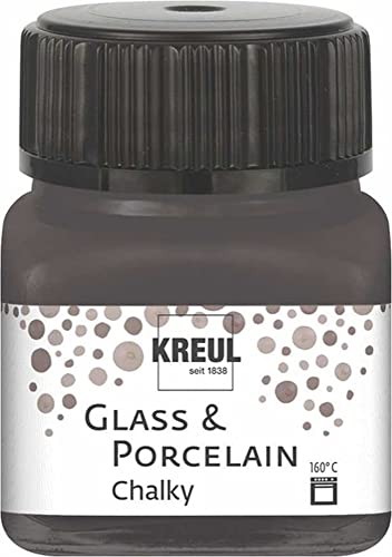 KREUL 16644 - Glass & Porcelain Chalky Volcanic Gray, 20 ml Glas, sanft - matte Glas- und Porzellanmalfarbe auf Wasserbasis, schnelltrocknend, deckend von Kreul