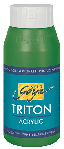 KREUL 17014 - Solo Goya Triton Acrylfarbe laubgrün, 750 ml Flasche, schnell und matt trocknend, Farbe auf Wasserbasis, in Studioqualität, vielseitig einsetzbar, gut deckend und ergiebig von Kreul