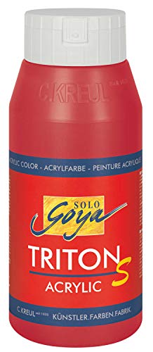 KREUL 17305 - Solo Goya Triton S Acrylfarbe karmin, 750 ml Flasche, schnell trocknend mit Glanzeffekt, Farbe auf Wasserbasis, in Studioqualität, vielseitig einsetzbar, gut deckend und ergiebig von Kreul