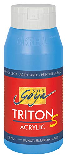 KREUL 17316 - Solo Goya Triton S Acrylfarbe lichtblau, 750 ml Flasche, schnell trocknend mit Glanzeffekt, Farbe auf Wasserbasis, in Studioqualität, vielseitig einsetzbar, gut deckend und ergiebig von Kreul