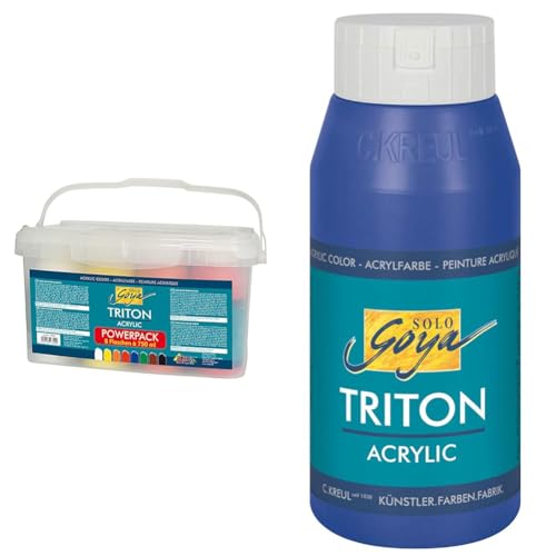 Kreul 17800 - Solo Goya Triton Acrylfarbe im Powerpack & 17019 - Solo Goya Triton Acrylfarbe ultramarinblau, 750 ml Flasche von Kreul