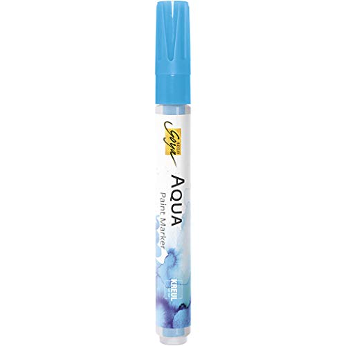 KREUL 18105 - Solo Goya Aqua Paint Marker cyan, Künstlerstift mit elastischer Pinselspitze und Faserstabsystem, wasserlösliche Farbe, zum Skizzieren und Kolorieren von Kreul